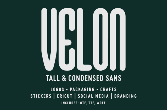 Velon: A Tall Condensed Sans Serif Font for Modern Crafters and Makers